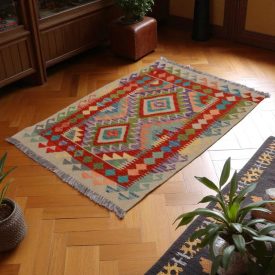   Chobi Kilim szőnyeg 86x128 kézi szövésű afgán gyapjú kilim