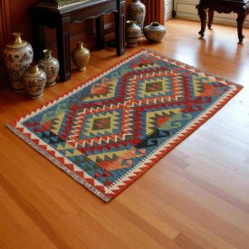   Chobi Kilim szőnyeg 86x129 kézi szövésű afgán gyapjú kilim