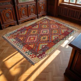   Kilim szőnyeg Chobi 147x110 kézi szövésű afgán gyapjú kilim