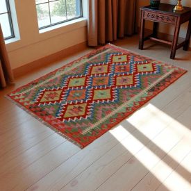   Kilim szőnyeg Chobi 153x104 kézi szövésű afgán gyapjú kilim