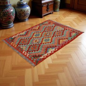  Kézi szövésű Kilim szőnyeg Chobi 138x103 afgán gyapjú kilim