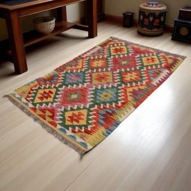   Etnikai Kilim szőnyeg Chobi 161x102 kézi szövésű afgán gyapjú kilim