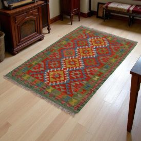   Kilim szőnyeg Chobi 154x98 kézi szövésű afgán gyapjú szőttes