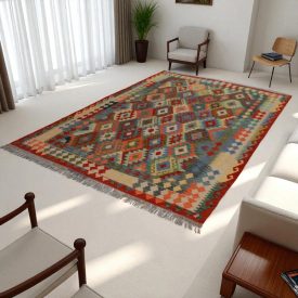   Kilim szőnyeg Chobi 205x295 kézi szövésű afgán gyapjú kilim