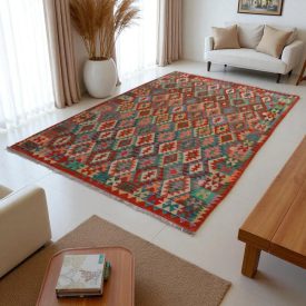   Chobi Kilim szőnyeg 201x288 kézi szövésű afgán gyapjú kilim