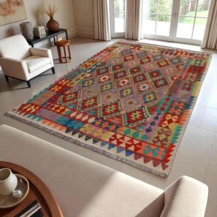 Kilim szőnyeg Chobi 197x289 kézi szövésű afgán gyapjú kilim