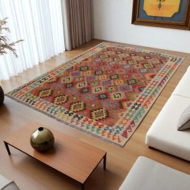   Kilim szőnyeg Chobi 197x282 kézi szövésű afgán gyapjú kilim