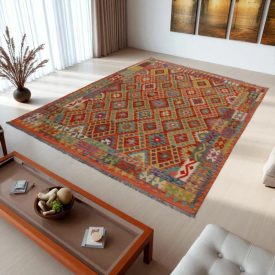   Kilim szőnyeg Chobi 205x287 kézi szövésű afgán gyapjú kilim