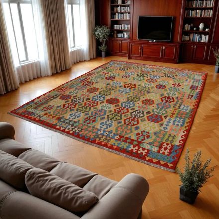 Chobi Kilim szőnyeg 259x350 kézi szövésű afgán gyapjú kilim