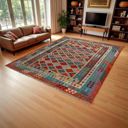 Chobi Kilim szőnyeg 247x300 kézi szövésű afgán gyapjú kilim