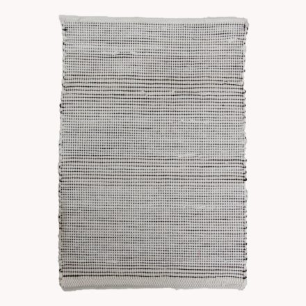 Rongyszőnyeg 54x84 fehér-fekete pamut rongyszőnyeg