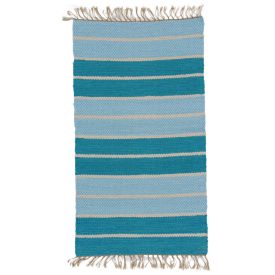 Rongyszőnyeg 129x71 kék pamut szőnyeg