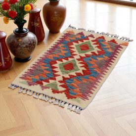   Afgán Kilim szőnyeg Chobi 58x89 kézi szövésű etnikai kilim