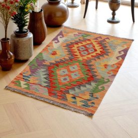   Etnikai Kilim szőnyeg Chobi 96x64 kézi szövésű afgán gyapjú kilim