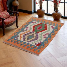   Etnikai Kilim szőnyeg Chobi 95x67 kézi szövésű afgán gyapjú kilim