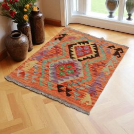   Etnikai Kilim szőnyeg Chobi 95x67 kézi szövésű afgán gyapjú kilim