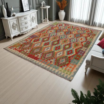 Afgán szőttes Chobi 174x237 kézi szövésű gyapjú kilim