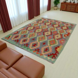 Afgán szőttes Chobi 175x246 kézi szövésű gyapjú kilim