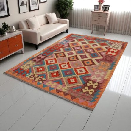 Afgán szőttes Chobi 173x238 kézi szövésű gyapjú kilim