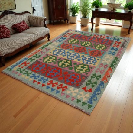 Afgán szőttes Chobi 174x244 kézi szövésű gyapjú kilim