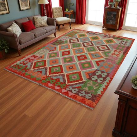 Kilim szőnyeg Chobi 243x178 kézi szövésű afgán gyapjú kilim