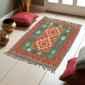   Etnikai Kilim szőnyeg Chobi 98x64 kézi szövésű afgán gyapjú kilim