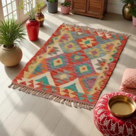   Kilim szőnyeg Chobi 65x89 kézi szövésű afgán gyapjú kilim