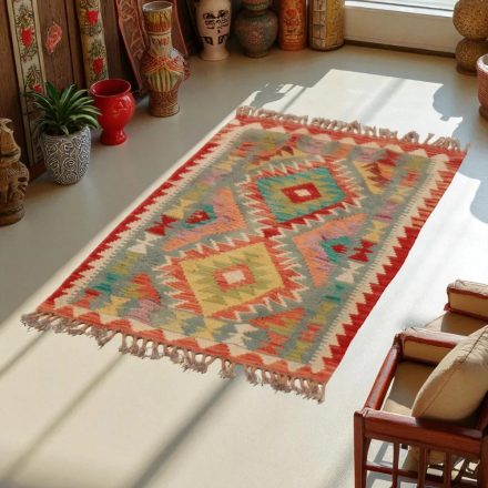 Etnikai Kilim szőnyeg Chobi 97x64 kézi szövésű afgán gyapjú kilim