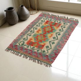   Kézi szövésű Kilim szőnyeg Chobi 62x96 afgán gyapjú kilim