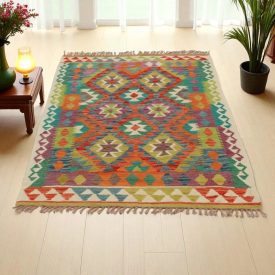 Chobi Kilim szőnyeg 163x105 kézi szövésű gyapjú kilim