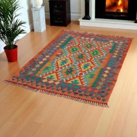   Kilim szőnyeg Chobi 144x106 kézi szövésű afgán gyapjú kilim