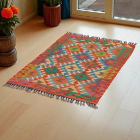   Chobi Kilim szőnyeg 121x82 kézi szövésű afgán gyapjú kilim