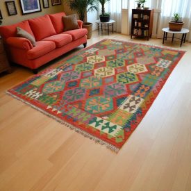   Kilim szőnyeg Chobi 202x288 kézi szövésű afgán gyapjú kilim