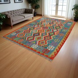   Kilim szőnyeg Chobi 211x302 kézi szövésű afgán gyapjú kilim