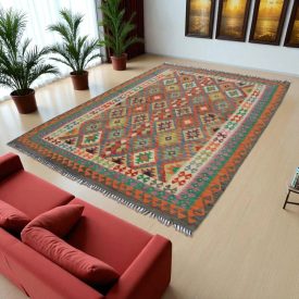   Kilim szőnyeg Chobi 203x294 kézi szövésű afgán gyapjú kilim