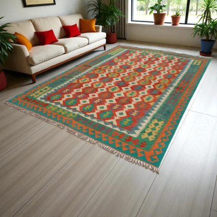 Kilim szőnyeg Chobi 204x294 kézi szövésű afgán gyapjú kilim
