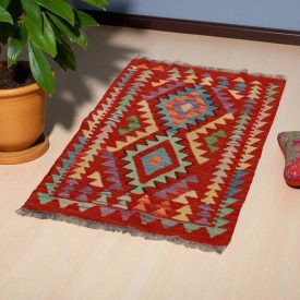   Etnikai Kilim szőnyeg Chobi 98x67 kézi szövésű afgán gyapjú kilim