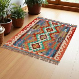   Chobi Kilim szőnyeg 126x88 kézi szövésű afgán gyapjú kilim