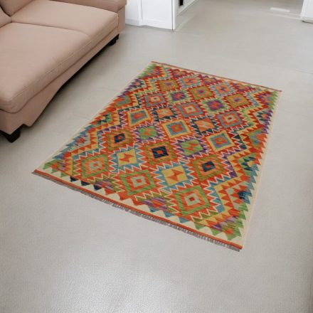 Gyapjú Kilim szőnyeg Chobi 124x177 kézi szövésű afgán Kilim