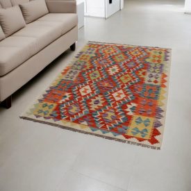   Etnikai Kilim szőnyeg Chobi 125x180 kézi szövésű szőttes szőnyeg