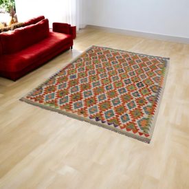   Gyapjú Kilim szőnyeg Chobi 154x204 kézi szövésű afgán Kilim