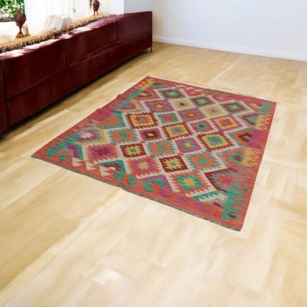 Gyapjú Kilim szőnyeg Chobi 157x198 kézi szövésű afgán Kilim