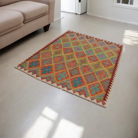 Kézi szövésű Kilim Chobi 158x202 afgán gyapjú Kilim szőnyeg