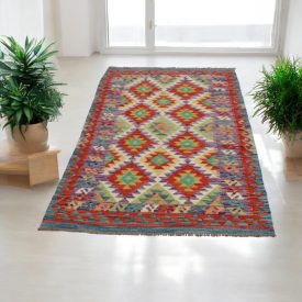   Gyapjú Kilim szőnyeg Chobi 100x200 kézi szövésű afgán Kilim