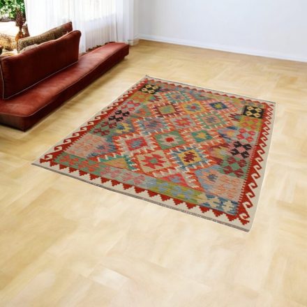 Kézi szövésű Kilim Chobi 148x192 afgán gyapjú Kilim szőnyeg