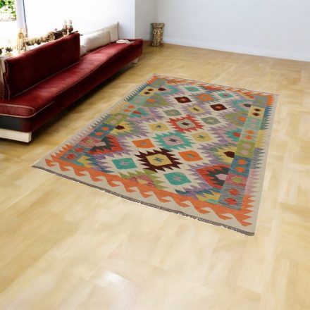 Gyapjú Kilim szőnyeg Chobi 145x204 kézi szövésű afgán Kilim