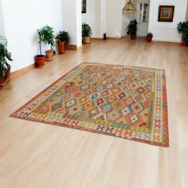   Kézi szövésű Kilim Chobi 215x293 afgán gyapjú Kilim szőnyeg
