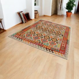   Afgán Kilim szőnyeg Chobi 205x295 etnikai kézi szövésű Kilim