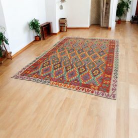   Etnikai Kilim szőnyeg Chobi 202x295 kézi szövésű szőttes szőnyeg