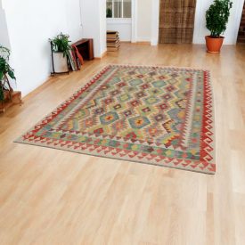   Kézi szövésű Kilim Chobi 196x296 afgán gyapjú Kilim szőnyeg